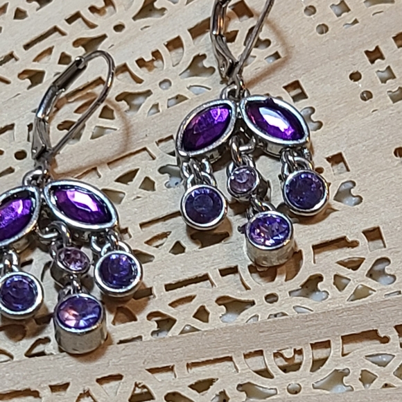 Ladies Earrings purple silver - Picture 6 of 13